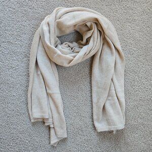 NWOT J. Crew Cotton Cashmere Knit Scarf Oatmeal Ivory